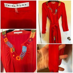 Trina Turk silk dress size 4 soft red